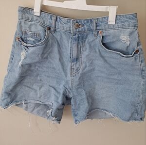 H&M Light Blue Ripped Jean Shorts